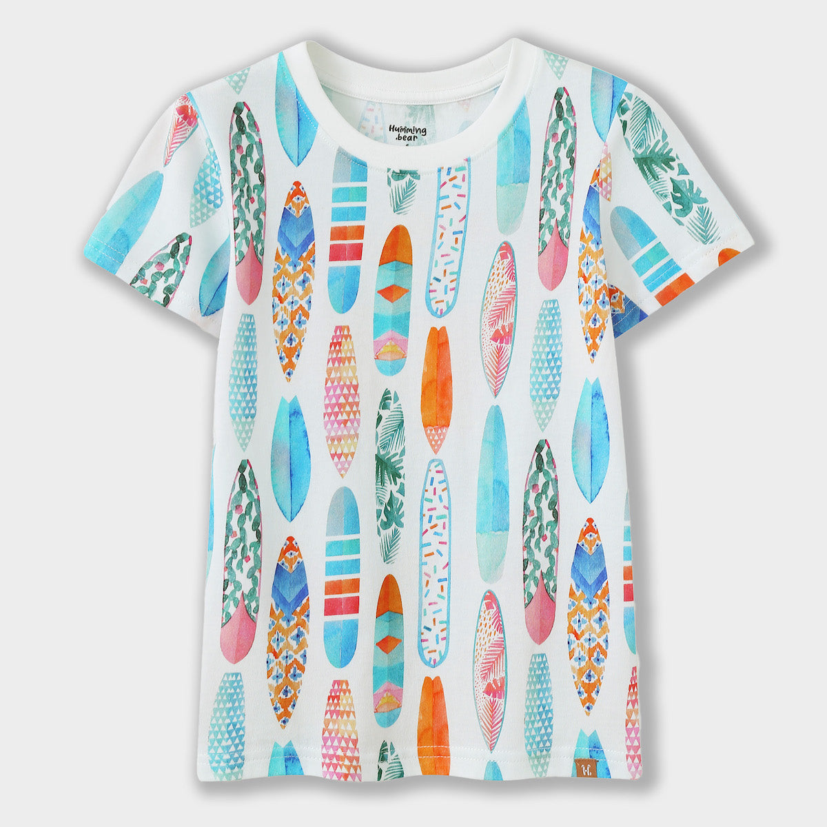 Watercolor Surfboard Short Sleeve Tee.
